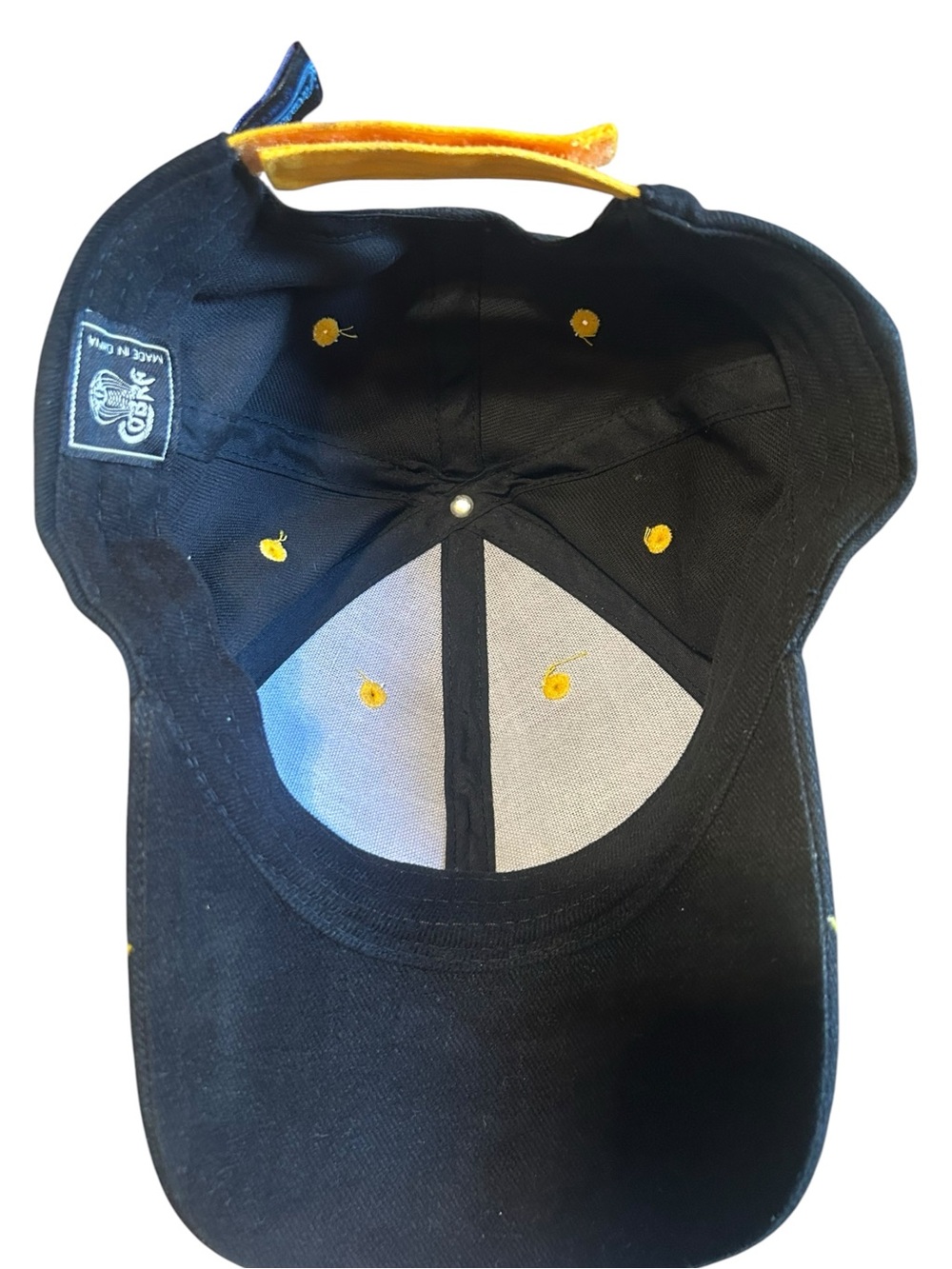 Black Cap with Red and Yellow Flame Visor - Men's Baseball Hat - Picture 3 of 12